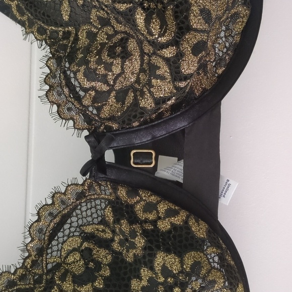 Lane Bryant Cacique sexy black gold Wimsigoth lace bra Sz 44G - Picture 3 of 7